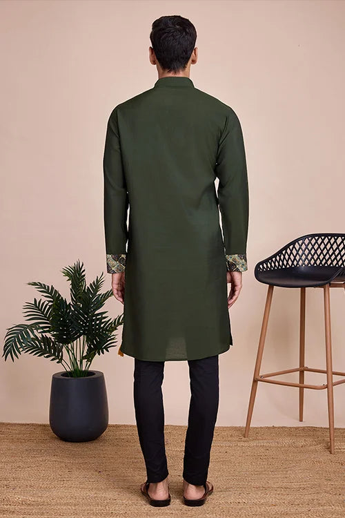 Green Men's Designer Kurta - Latest Festival Collection ClothsVilla