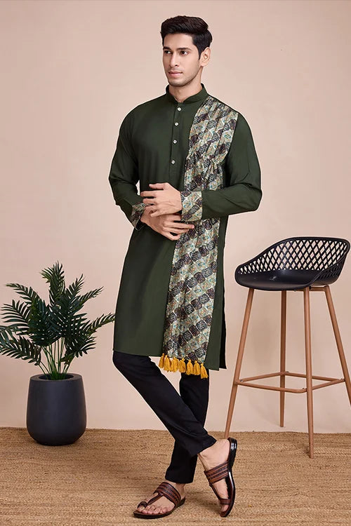 Green Men's Designer Kurta - Latest Festival Collection ClothsVilla