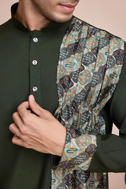 Green Men's Designer Kurta - Latest Festival Collection ClothsVilla