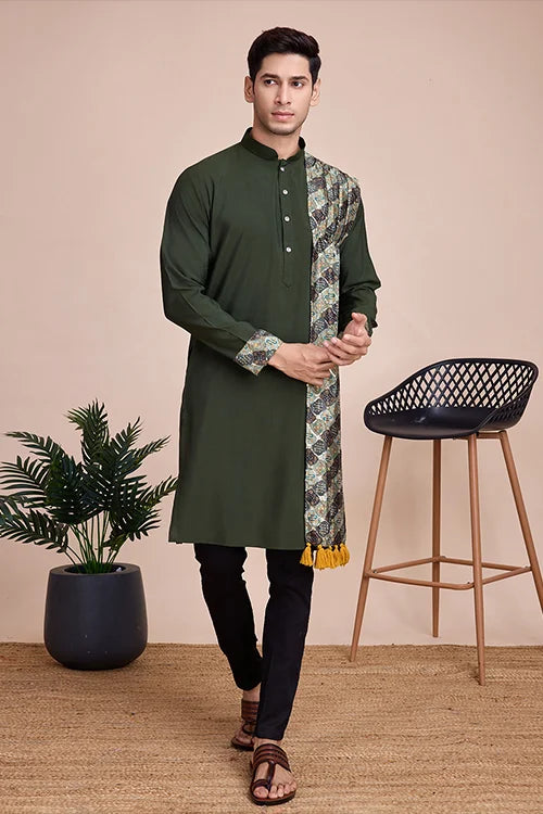 Green Men's Designer Kurta - Latest Festival Collection ClothsVilla