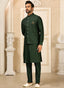 Green Men's Roman Silk Kurta Ethnic set ClothsVilla