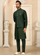 Load image into Gallery viewer, Green Men's Roman Silk Kurta Ethnic set ClothsVilla