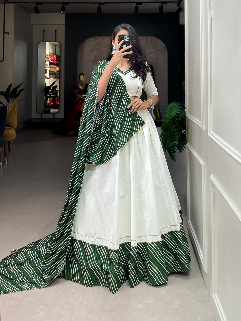 Green Navratri Lehenga Choli Set with Exquisite Gotta Patti Work ClothsVilla