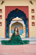 Load image into Gallery viewer, Green Navratri Special Traditional Laheriya Print Kutchi Work Gown in Faux Georgette – 12 Meter Flair ClothsVilla