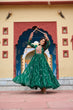 Load image into Gallery viewer, Green Navratri Special Traditional Laheriya Print Kutchi Work Gown in Faux Georgette – 12 Meter Flair ClothsVilla
