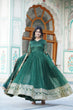 Load image into Gallery viewer, Green Nylon Jacquard Readymade Gown with Dupatta Set - Embroidery &amp; Zari Sequin Work ClothsVilla