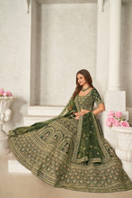 Load image into Gallery viewer, Green Organza Net Lehenga Choli Set - Embroidered Bridal Wear ClothsVilla