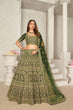 Load image into Gallery viewer, Green Organza Net Lehenga Choli Set - Embroidered Bridal Wear ClothsVilla