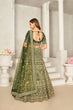 Load image into Gallery viewer, Green Organza Net Lehenga Choli Set - Embroidered Bridal Wear ClothsVilla
