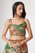 Load image into Gallery viewer, Green Organza Saree with Sequin Embroidery and Digital Print ClothsVilla