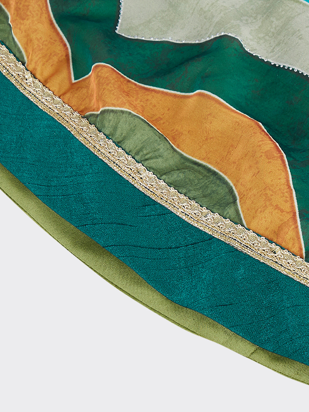 Green Organza siroski stone work Leheriya print Semi-Stitched Lehenga choli & Dupatta ClothsVilla