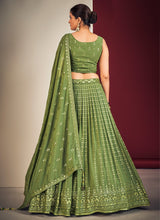 Load image into Gallery viewer, Green Pakistani Georgette Lehenga Choli For Indian Festivals &amp; Weddings - Sequence Embroidery Work, Mirror Work Clothsvilla