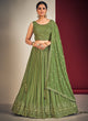 Load image into Gallery viewer, Green Pakistani Georgette Lehenga Choli For Indian Festivals &amp; Weddings - Sequence Embroidery Work, Mirror Work Clothsvilla