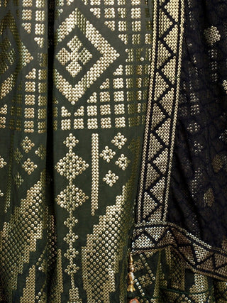 Green Pakistani Georgette Long Anarkali Gown For Indian Festivals & Weddings - Sequence Embroidery Work Clothsvilla