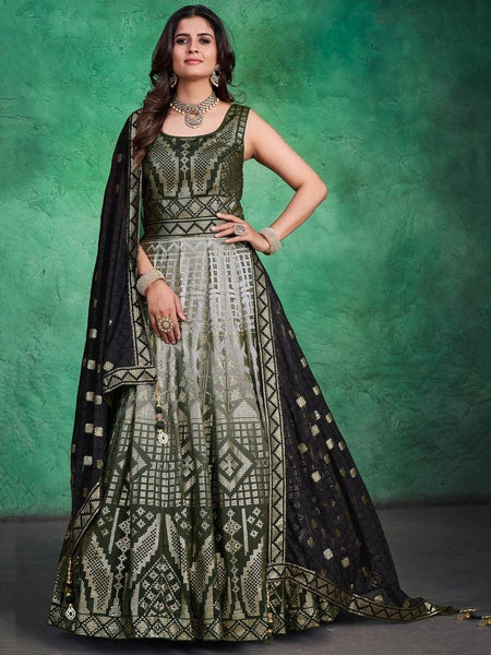 Indian Silk Dark Purple Zari Embroidered Anarkali Suit LSTV124976