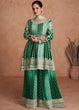 Load image into Gallery viewer, Green Pakistani Outfit Wear Sharara Dress For Women Wedding Gharara Salwar Kameez With Embroidered Dupatta Bridesmaid's Wear Sharara Suit's ClothsVilla