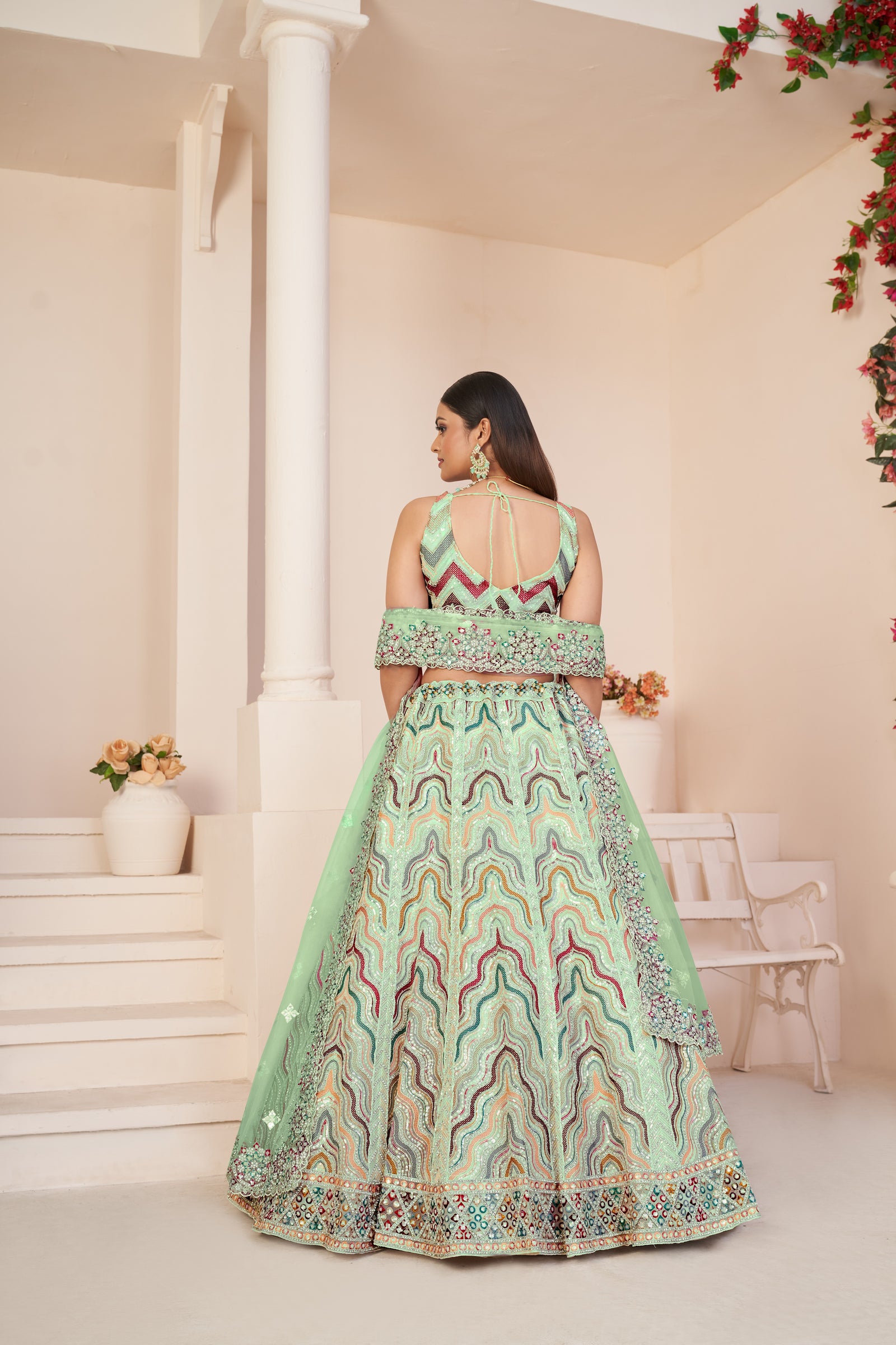 Mesmerizing Green Party Wear Lehenga Choli Set ClothsVilla