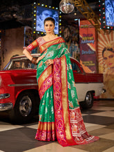 Load image into Gallery viewer, Enchanting Green Patola Silk Saree with Exquisite Weaving Work ClothsVilla