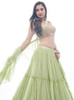 Load image into Gallery viewer, Green Plain Ruffle / Frill Georgette Partywear Lehenga with Frill / Ruffle Dupatta - Embroidery Work Clothsvilla