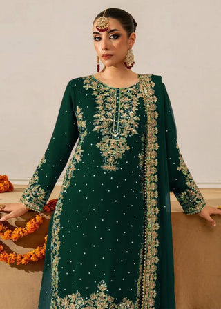 Green Premium Faux Georgette Coding–Sequins Plazo Set with Dupatta ClothsVilla