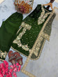 Load image into Gallery viewer, Green Premium Jimmy Choo Embroidered Palazzo Set with Dupatta ClothsVilla