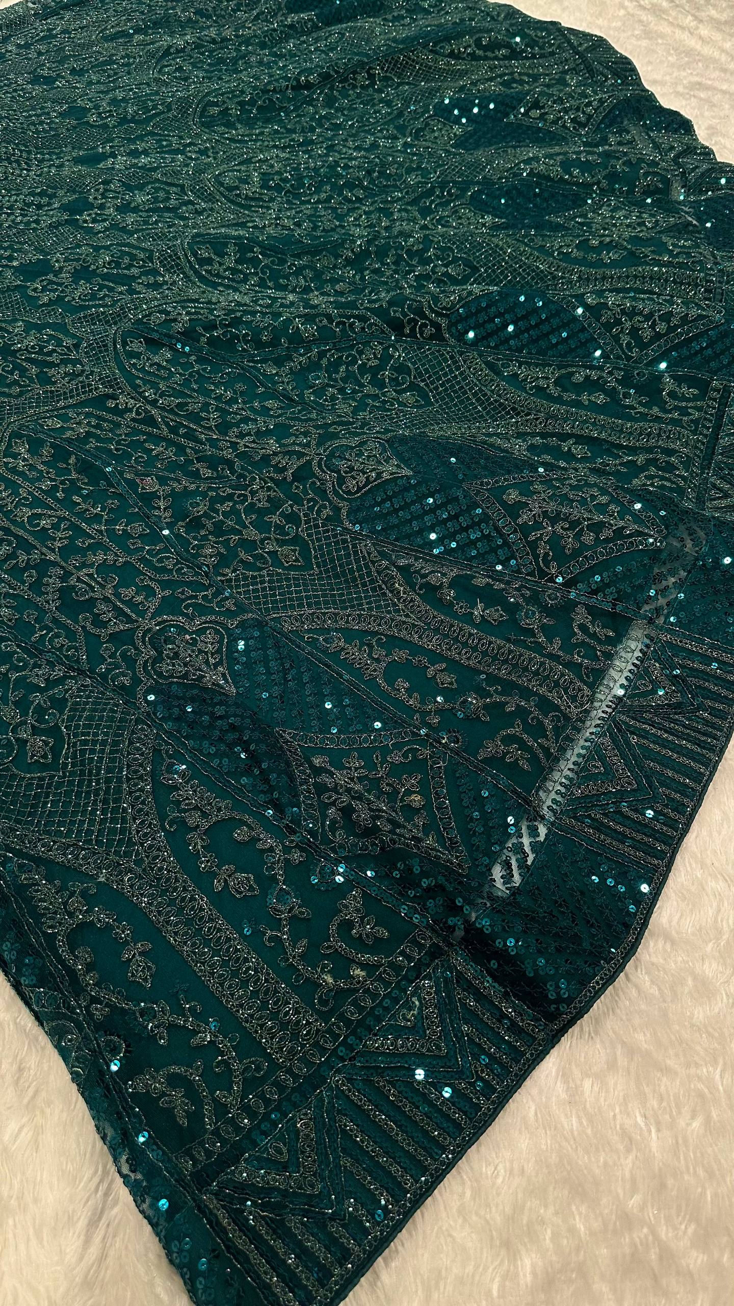 Green Premium Net Designer Lehenga ClothsVilla