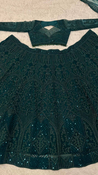 Green Premium Net Designer Lehenga ClothsVilla