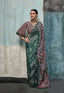 Green Printed Chanderi Crepe Saree with Unstitched Blouse ClothsVilla