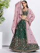 Load image into Gallery viewer, Green Pure Chiffon Sequins and thread embroidery Semi-Stitched Lehenga choli &amp; Dupatta ClothsVilla