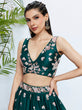 Load image into Gallery viewer, Green Pure Georgette Sequins and thread embroidery Semi-Stitched Lehenga choli &amp; Dupatta ClothsVilla