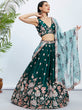 Load image into Gallery viewer, Green Pure Georgette Sequins and thread embroidery Semi-Stitched Lehenga choli &amp; Dupatta ClothsVilla