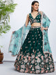 Load image into Gallery viewer, Green Pure Georgette Sequins and thread embroidery Semi-Stitched Lehenga choli &amp; Dupatta ClothsVilla