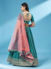 Load image into Gallery viewer, Green Pure Georgette Sequins Embroidered Semi-Stitched Lehenga ClothsVilla