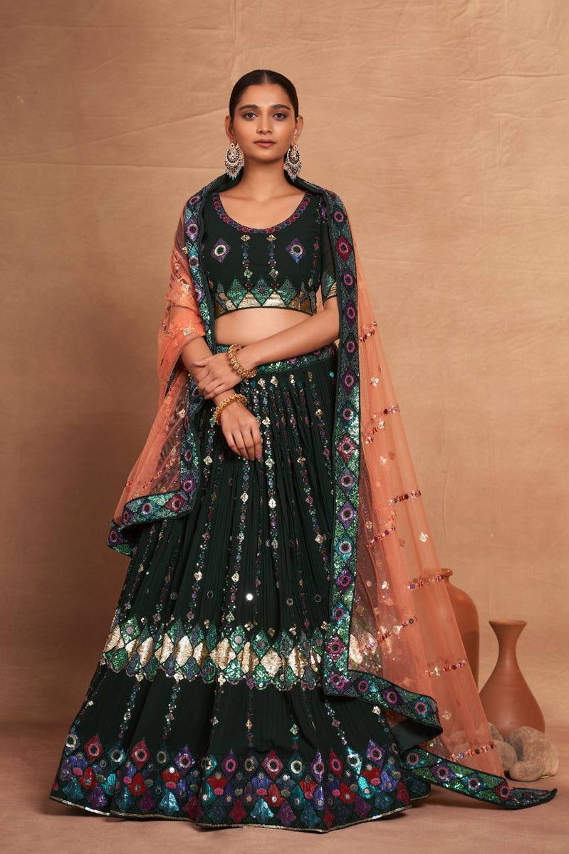 Green Regal Embroidered Georgette Lehenga Set A Perfect Bl green-regal-embroidered-georgette-lehenga-set-a-perfect-bl