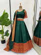 Load image into Gallery viewer, Green Regal Jacquard Weaving Lehenga Set  Semi-Stitched with 3.5 Meter Flair &amp; Elegant Dupatta ClothsVilla