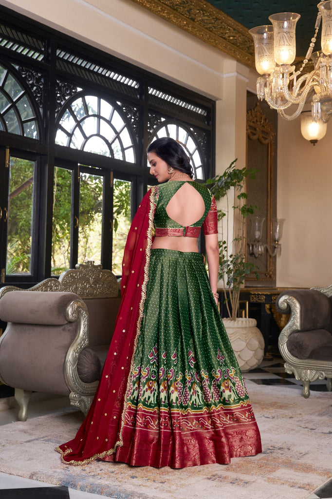 Green Regal Kanchipuram Zari Woven Lehenga Set with Embroidered Georgette Dupatta – Stitched Lehenga & Unstitched Blouse Clothsvilla