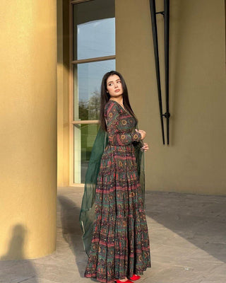 Green Ri8 Fashion - Exclusive Anarkali Gown with Dupatta | Elegance Meets Modern Style ClothsVilla