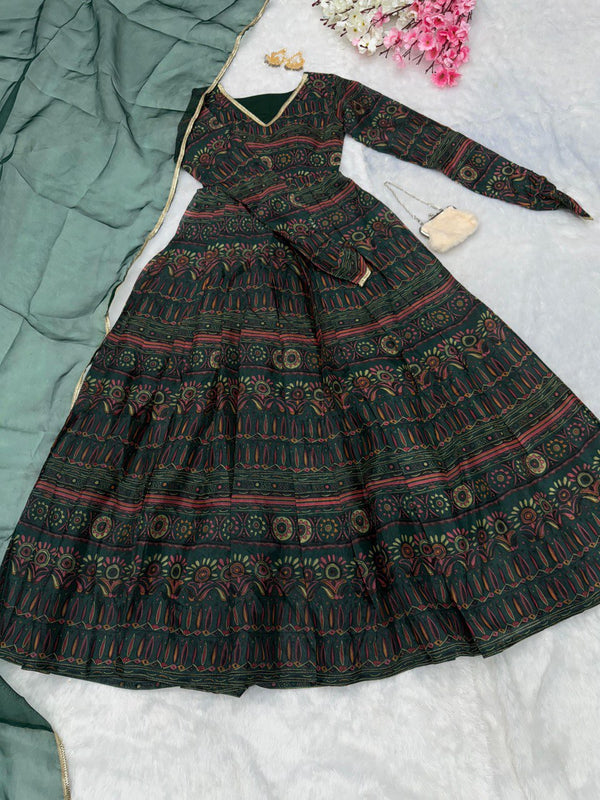 Green Ri8 Fashion - Exclusive Anarkali Gown with Dupatta | Elegance Meets Modern Style ClothsVilla