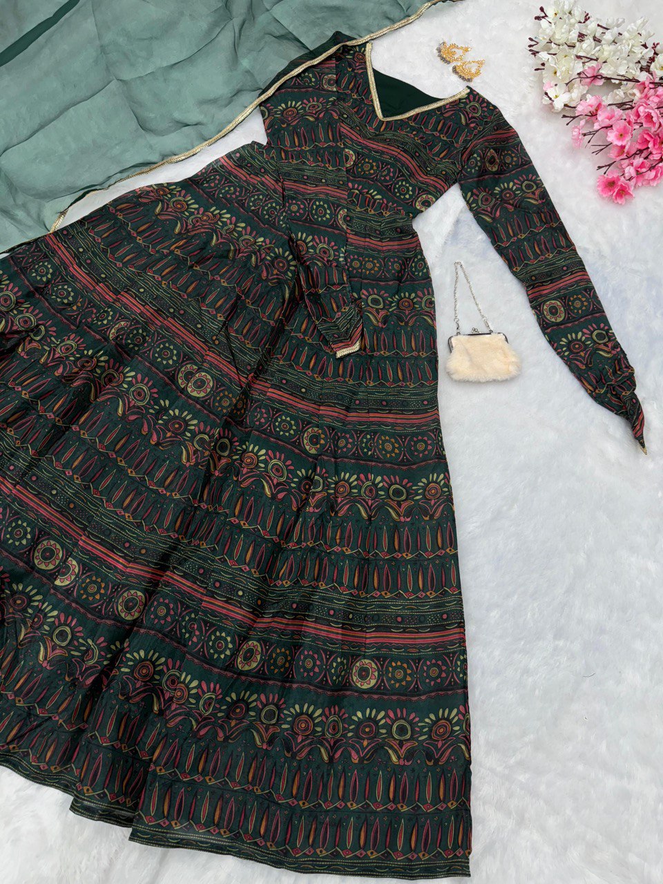 Green Ri8 Fashion - Exclusive Anarkali Gown with Dupatta | Elegance Meets Modern Style ClothsVilla
