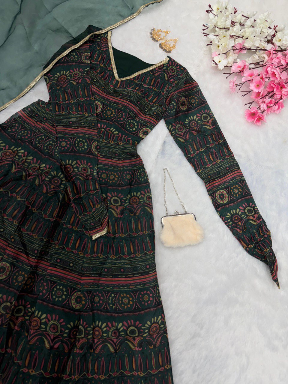 Green Ri8 Fashion - Exclusive Anarkali Gown with Dupatta | Elegance Meets Modern Style ClothsVilla