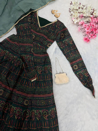 Green Ri8 Fashion - Exclusive Anarkali Gown with Dupatta | Elegance Meets Modern Style ClothsVilla