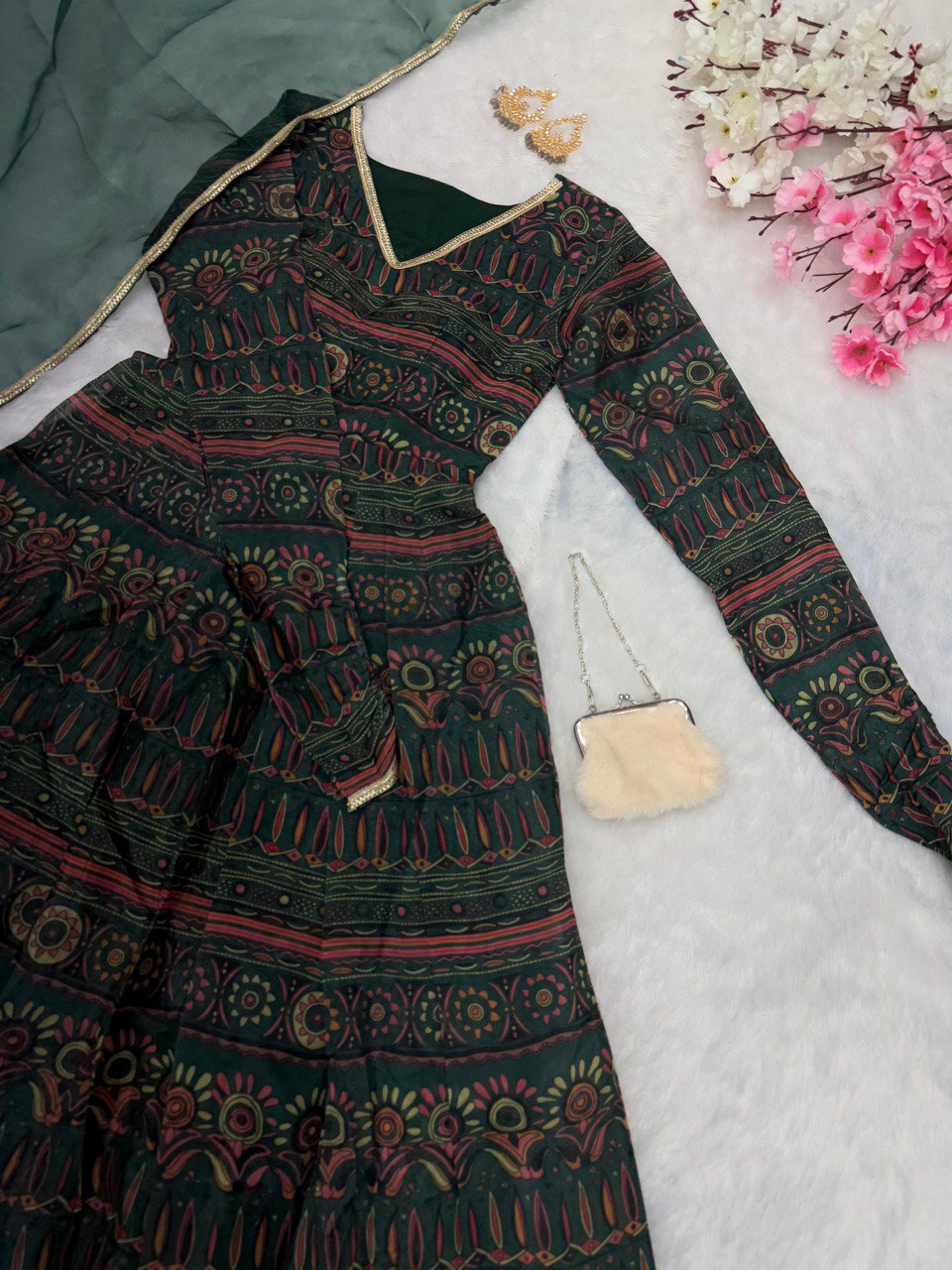 Green Ri8 Fashion - Exclusive Anarkali Gown with Dupatta | Elegance Meets Modern Style ClothsVilla