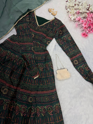 Green Ri8 Fashion - Exclusive Anarkali Gown with Dupatta | Elegance Meets Modern Style ClothsVilla