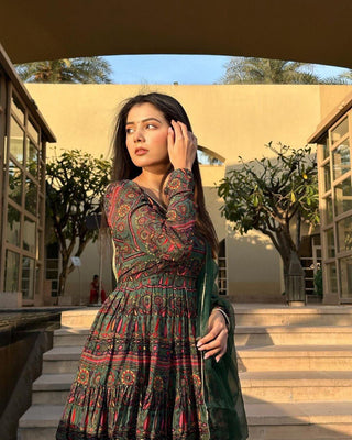 Green Ri8 Fashion - Exclusive Anarkali Gown with Dupatta | Elegance Meets Modern Style ClothsVilla