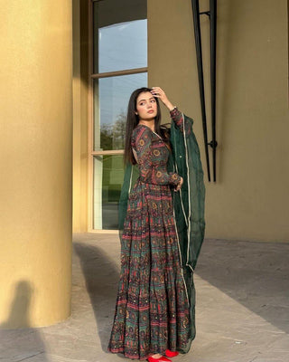 Green Ri8 Fashion - Exclusive Anarkali Gown with Dupatta | Elegance Meets Modern Style ClothsVilla