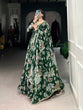 Load image into Gallery viewer, Green Sculpted Beauty Floral Print Marbel Gown with Lace Touch-Up Dupatta