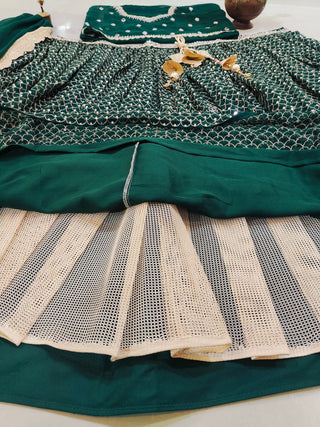 Green Sequins Georgette Lehenga ClothsVilla