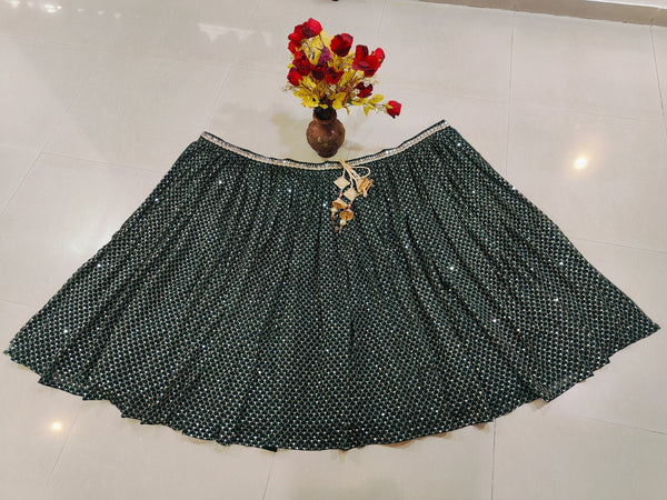 Green Sequins Georgette Lehenga ClothsVilla