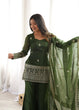 Load image into Gallery viewer, Green Silk Embroidered Kurta Bell Bottom Set ClothsVilla