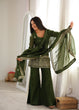 Load image into Gallery viewer, Green Silk Embroidered Kurta Bell Bottom Set ClothsVilla